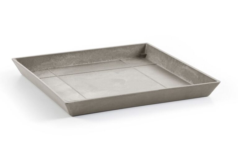 Soucoupe Carrée ECOPOTS Rotterdam - Gris, 28 X 28 X 3 Cm - Pour Pots De Plantes Intérieur/Extérieur