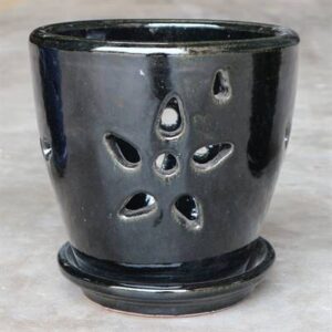 Pot à Orchidée Noir Glacé