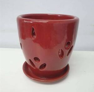 Pot à Orchidée Rouge Glacé